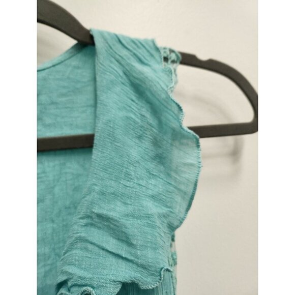 Simply Irresistible Womens Tie Front Ruffle Vest Sz 1X Turquoise Fairycore BOHO - Picture 5 of 10